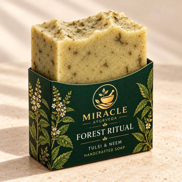 Close view of Forest Ritual soap with tulsi and neem