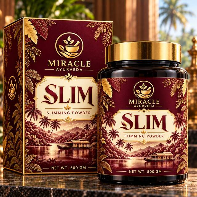 Miracle Ayurveda Slim slimming powder, 500 gm jar and box